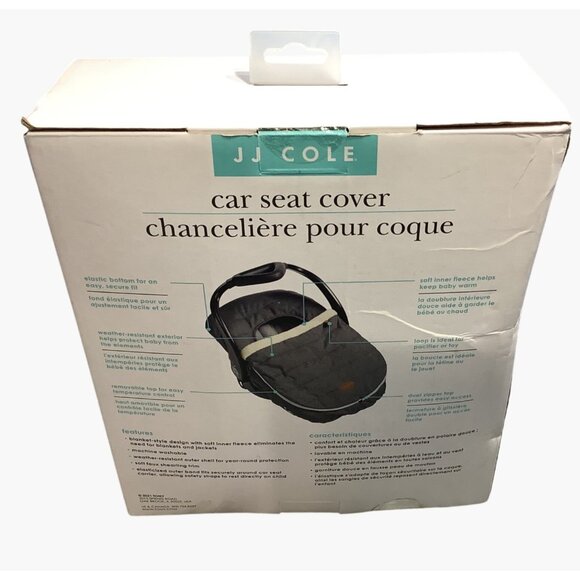 JJ Cole Infant Car Seat Cover With Fleece Lining & Elastic Fit Cold Weather Gray - Picture 10 of 11